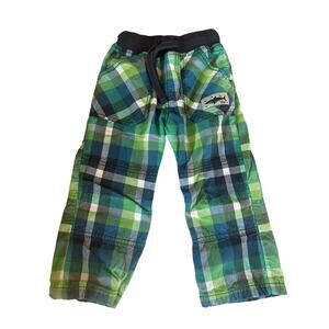 Frugi Blue Green Plaid Lined Pants 2-3